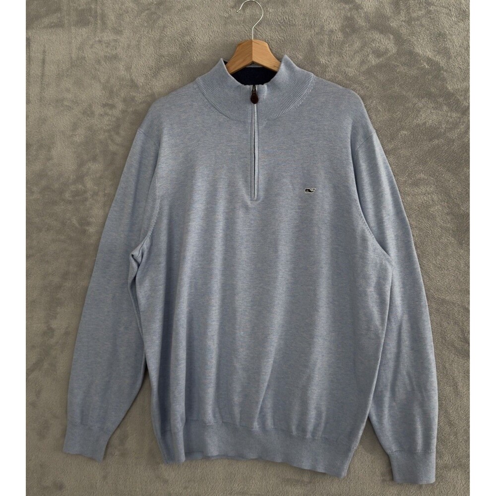 Vineyard Vines Quarter Zip Sweater Mens XL Blue Whale Logo 1E001020